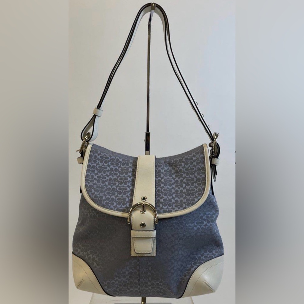 Coach Blue & White Soho Jacquard Y2K Style Shoulder Bag Purse